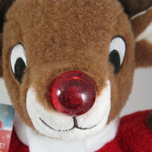 Rudolph The Red Nosed Reindeer Animated Light Up Nose & Foot Taps, Sings  NWT - Picture 10 of 13